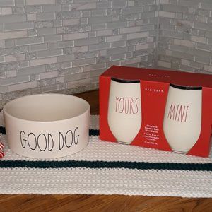 💖Rae Dunn YOURS & MINE glasses DOG bowl Farmhouse